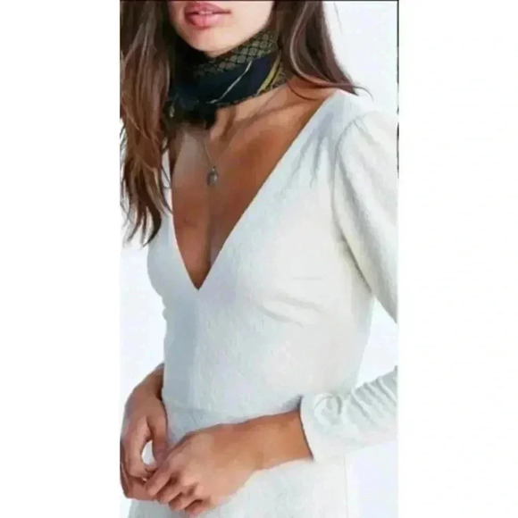 Urban Outfitters Cooperative Ivory Jacquard Long Sleeve Mini Dress - Picture 3 of 5